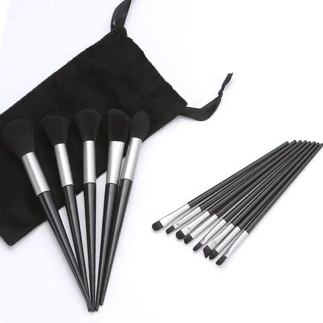 Glowup Queens  Makeup Brushes Black - With Bag Deluxe Makeup Brush Collection