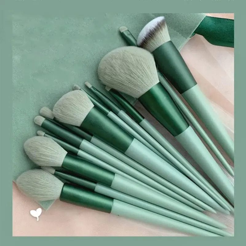 Glowup Queens  Makeup Brushes Green - No Bag Deluxe Makeup Brush Collection
